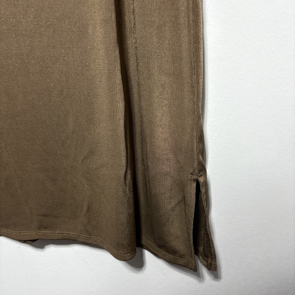 Chicos Tunic Womens M Tan Brown Cap Sleeve Oversized Stretch Knit Basic - Picture 4 of 8